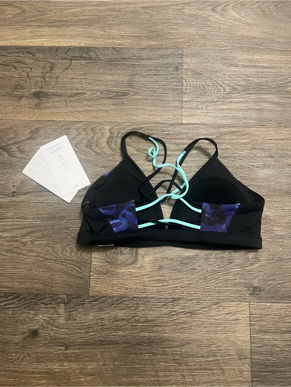 NEW Athleta Freestyle Camo Bikini Top Blue Size Small NWT Pool Swim Vacation